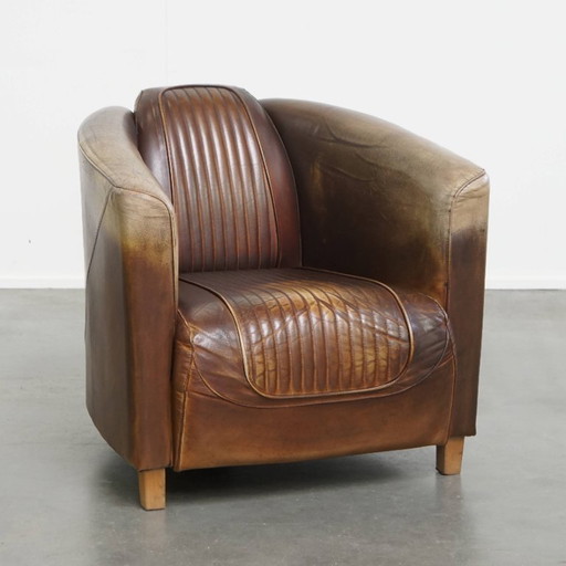 Fauteuil Aviator Delta chesterfield en cuir de boeuf