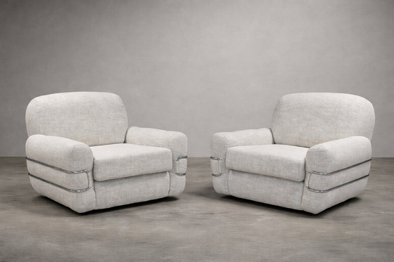 Image 1 of Paire de fauteuils tubulaires bedding brevetti « tropicana »