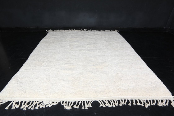 Image 1 of Tappeto marocchino annodato a mano in lana bianca – Stile Beni Ourain personalizzato 3x2 cm