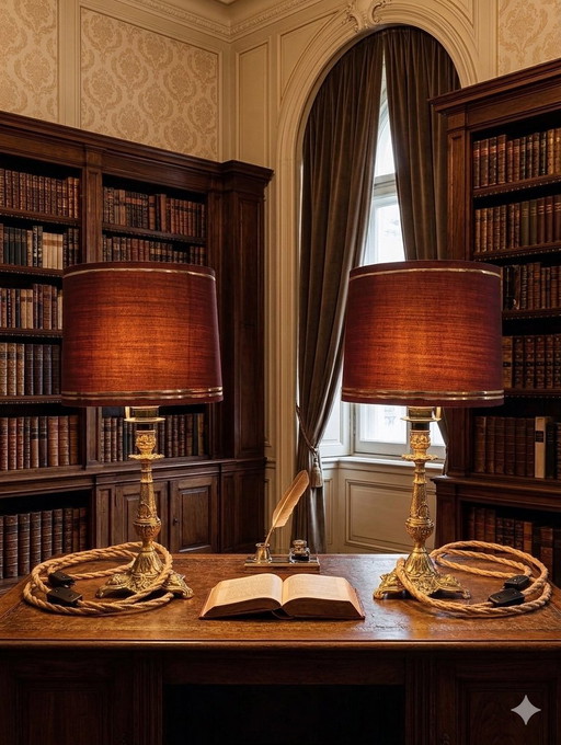 Coppia di candelabri in bronzo in stile barocco impero italiano.