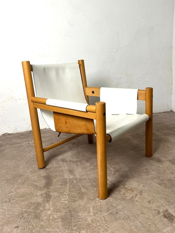 Image 1 of Fauteuil Safari cuir blanc par Ibisco, Italie, 1970