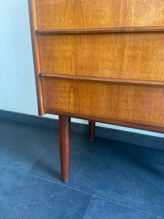 Image 1 of Vintage Danish teak secretaire with 3 drawers and extendable top