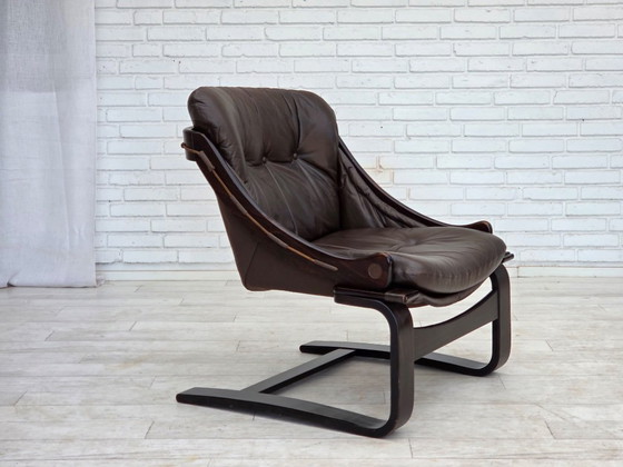 Image 1 of 1970s, Swedish design by Åke Fribytter, armchair, furniture leather.