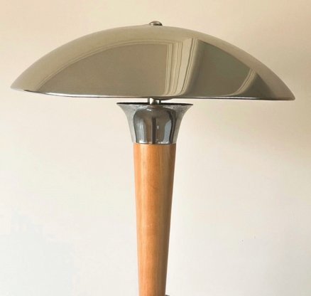 Image 1 of Ikea Dakapo Set of 2 Wood with Chrome Mushroom Lamps, Vintage