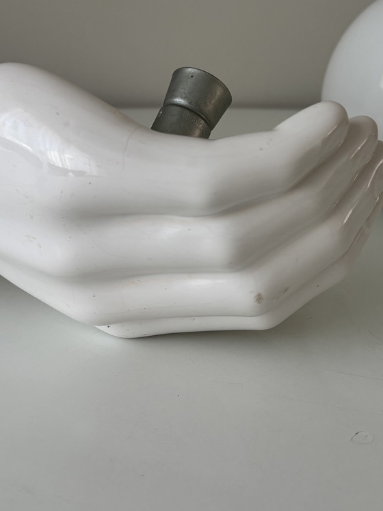 Image 1 of Vintage white Delft hand lamp with globe (marked)