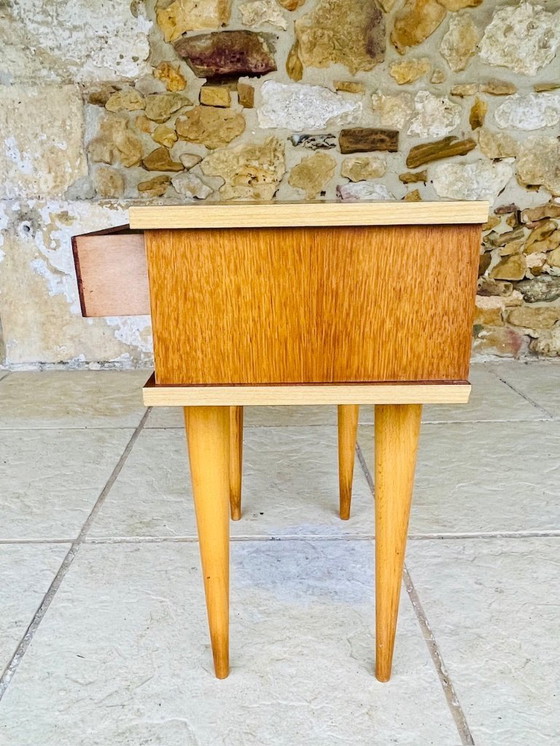 Image 1 of Mid-Century, Oak Nightstand , Circa 1960s 1970s