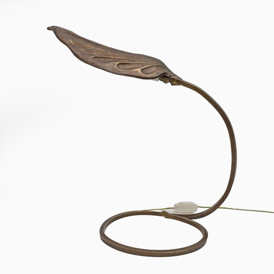 Image 1 of Tommaso Barbi Mid-century Modern Brass Leaf Table Lamp by Bottega Gadda, 1960s