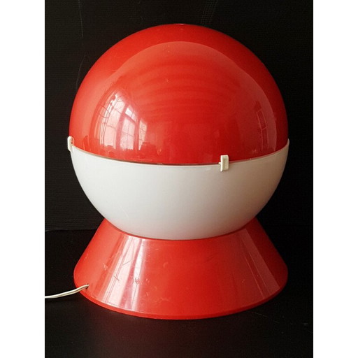 Lámpara vintage de la era espacial, roja y blanca, 1970