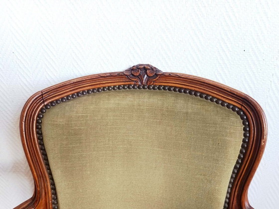 Image 1 of Louis XV groene cabriolet fauteuil
