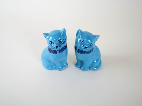 Image 1 of Figurines de chats en céramique, design suédois, années 1970, fabriquées par Guldkroken