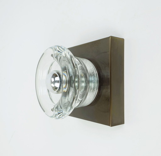 1960s-70s Space Age Sconce by Cosack-Leuchten Metal and Thick Glass