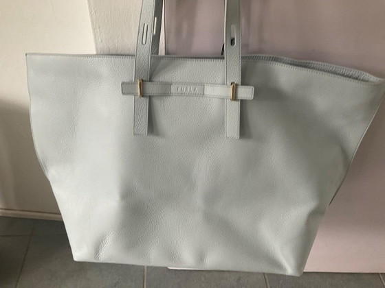 Furla, bolso shopper grande de cuero azul claro. – Bolsos tote (photo 3 of 14)