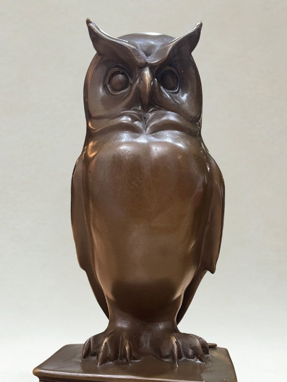 Image 1 of Art Deco Bronze Owl – Signed C. Potter – Guaranteed Paris Bronze – Book Base
