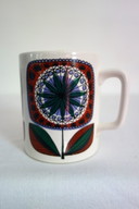 6 Becher mit stilisiertem Blumendekor Deutschland, 70er Jahre