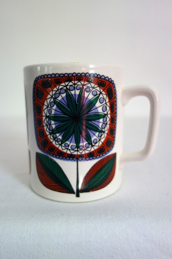 Image 1 of 6 mugs à décor floral stylisé Allemagne, années 70