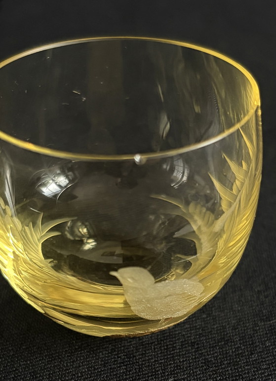 Ensemble de 5 verres à shot Moser Karlsbad « Culbuto » – Rowland Ward « Oiseaux sauvages » (photo 14 of 15)