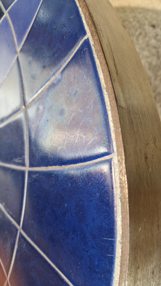 Image 1 of Guy Trévoux coffee table blue ceramic tile top