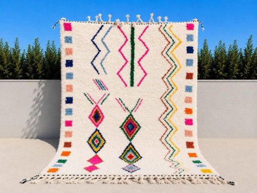 Authentic Handwoven Berber Moroccan Rug 200cmx280cm – vloerkleden en tapijten, Cotton