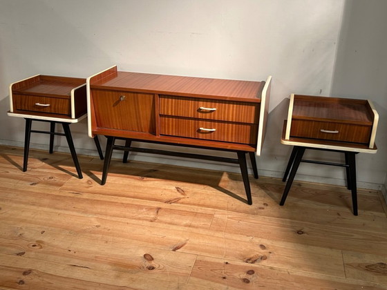 Image 1 of Prachtig vintage rockabilly tv meubel & 2 kastjes