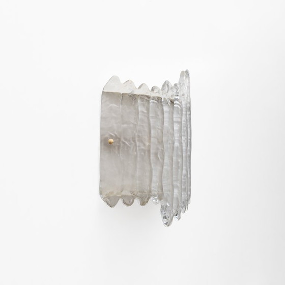 Image 1 of Par de apliques de pared modernos en cristal de Murano italiano y latón con forma de glaciar.