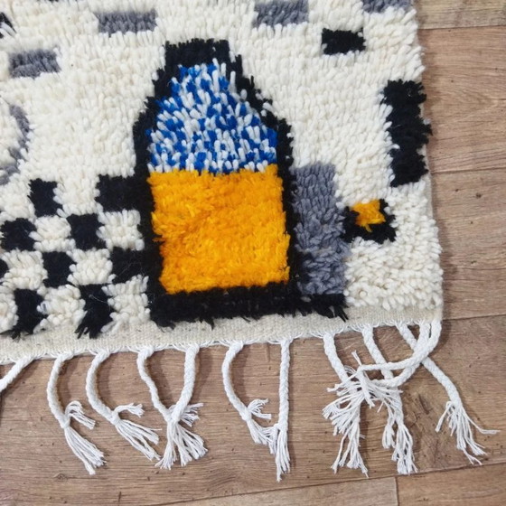 Image 1 of Veelkleurig Azilal-tapijt – geometrische kunststijl / Veelkleurig Azilal-tapijt – kunststijl (300×195 cm)