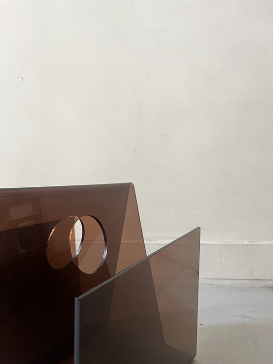 Image 1 of Porte Revue Double en Plexiglas Fumé, Design 1970