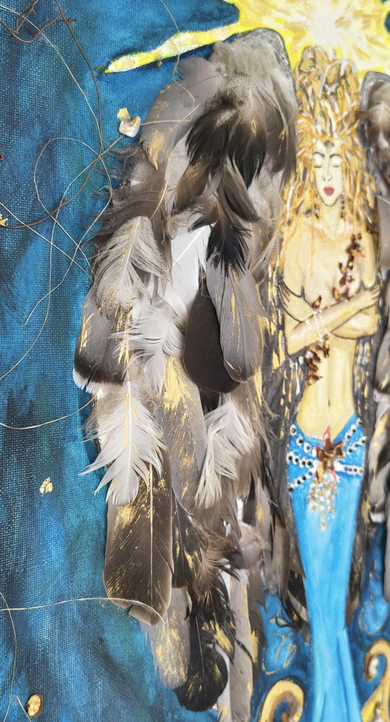Image 1 of Archangel, handmade artwork with mixed media.