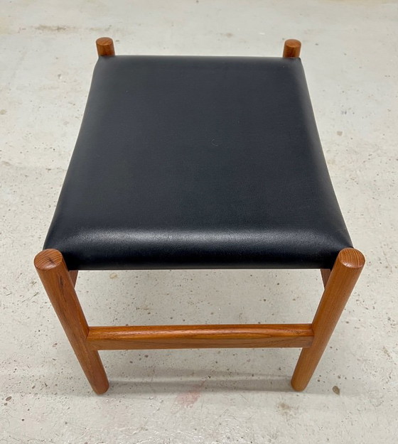 Image 1 of Repose-pieds vintage danois en teck par Hugo Frandsen pour Spøttrup, 1960.