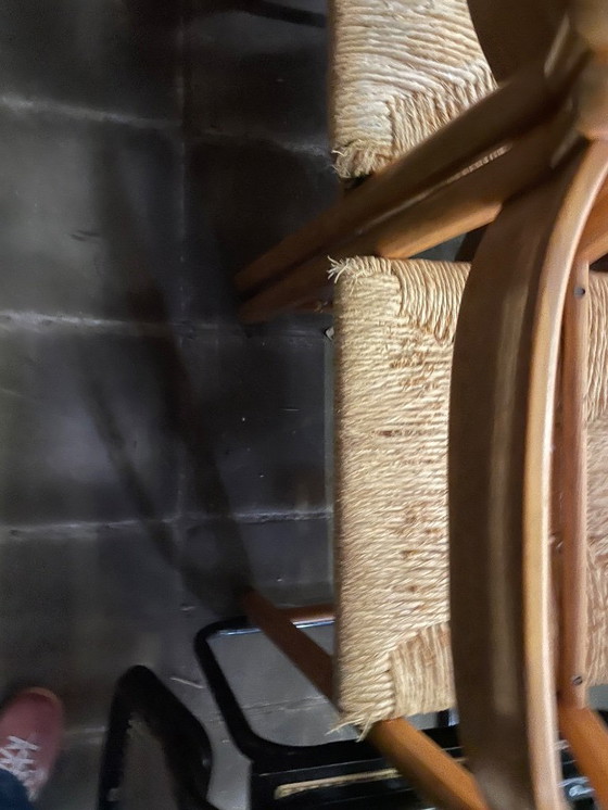 Image 1 of 8x Hout en koord stoelen