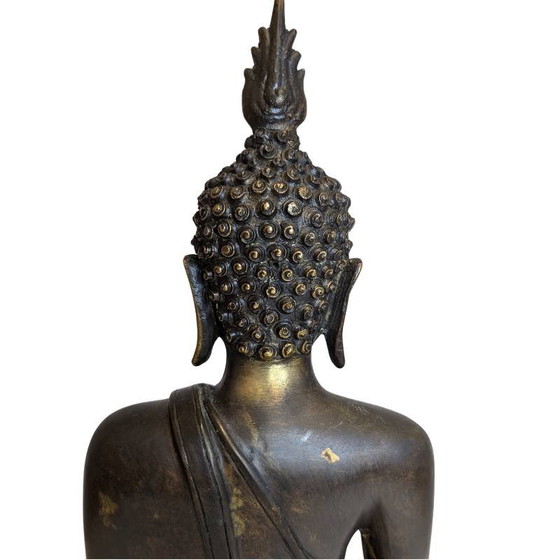 Large Vintage Bronze Thai Buddha Statue - 45cm Sukhothai Style – Sculpture (photo 8 of 10)