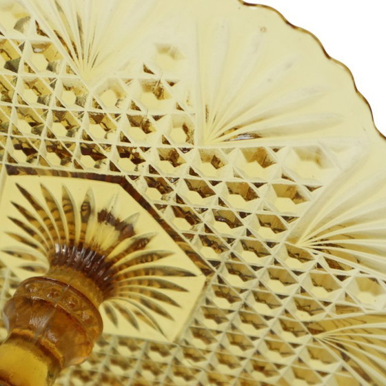 Image 1 of Art Deco Amber Taartplateau