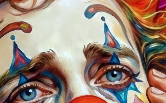 Image 1 of Dipinto acrilico su tela "Pagliaccio triste" / (60x60) cm