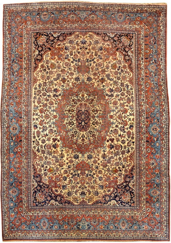 Rare Extra Large Vintage Isfahan Rug | Kork Wool | Persian Rug | 400×570 cm – Rugs & carpets, Cotton (photo 2 of 17)