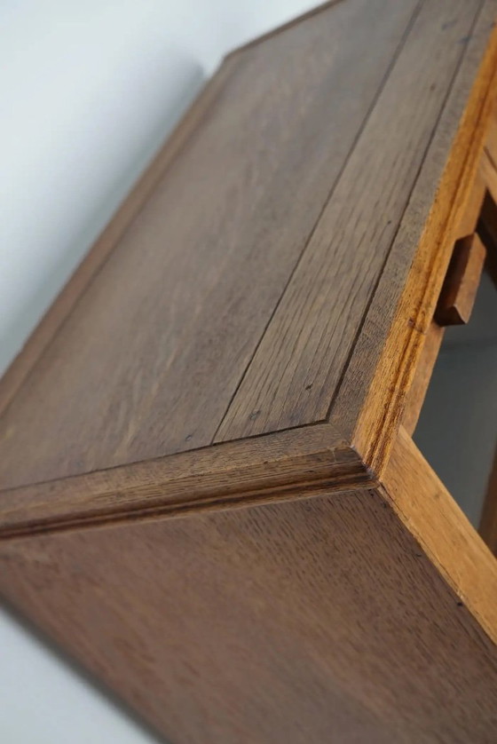 Image 1 of Vintage Dutch oak haberdashery cabinet / display cabinet with hinged doors, 1930s