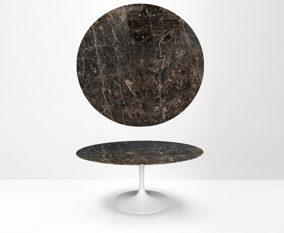 Originele Ronde Knoll Tulip Eettafel (137cm) In Emperador Glanzend In NIEUWSTAAT!! Eero Saarinen – Marble (photo 2 of 15)