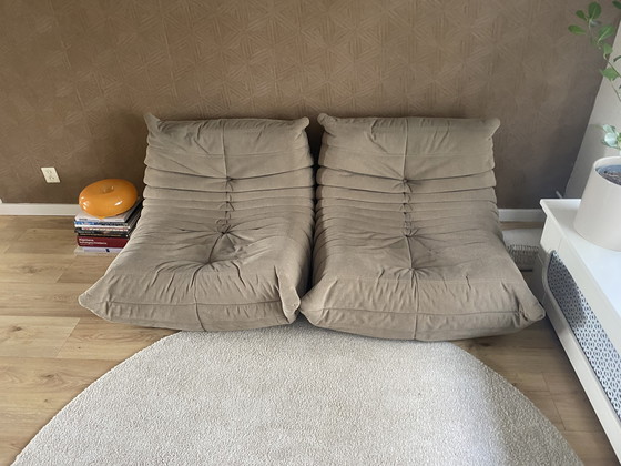 Image 1 of 2x lounge stoel + poef ( Togo stijl )