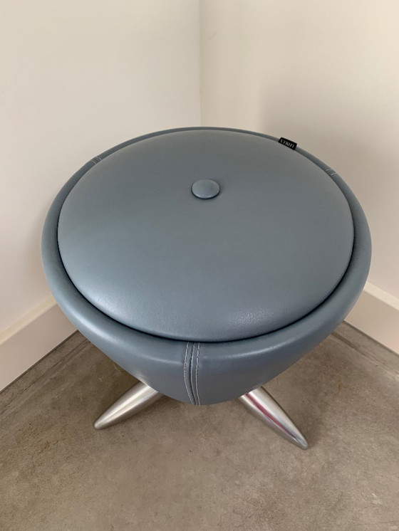 Image 1 of Leolux Bongo / Tamtam hollow Table d'appoint bleu gris Cuir