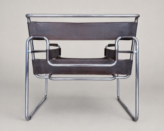 Image 1 of Fauteuil vintage Wassily B3 de Marcel Breuer pour Bononia/Gavina, Italie, cuir marron