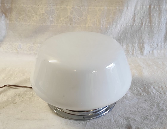 Image 1 of Art Deco plafondlamp met opalen bol - midden 20e eeuw