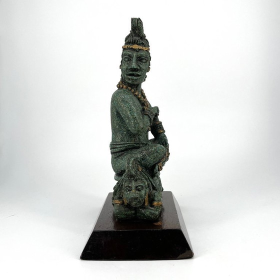 Image 1 of Vintage sculptuur in pre-Columbiaanse stijl – malachietlook (Midden 20e eeuw)