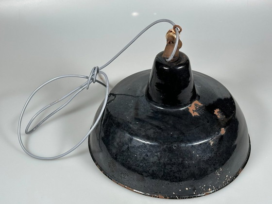 Image 1 of jaren 30 40 plafondlamp industriële lamp emaille loft metaal Bauhaus design