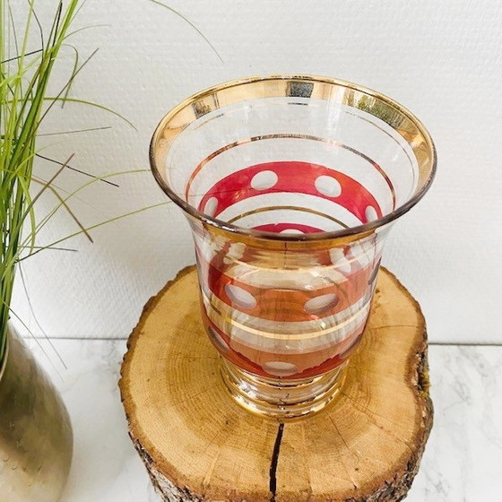 Image 1 of Artdeco Booms in vetro Il vaso rupel oro rosso anni '30