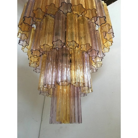 Image 1 of Lustre Tronco en verre de Murano ambre et violet, style Venini