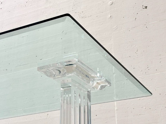Image 1 of Glass table with acrylic glass column legs by FABIANART from Rome, Italy, 1980s
