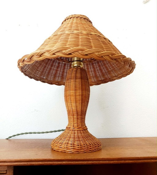 Vintage rattan lamp circa 1970