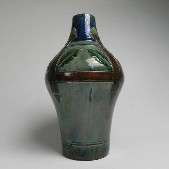 Image 1 of Flemish Art Deco vase with acorn and oak leaf motifs, 1920s