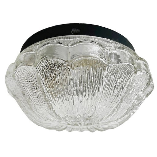 Mid-century Glashütte flower-shaped ceiling lamp glass glass ceiling lamp 1970's