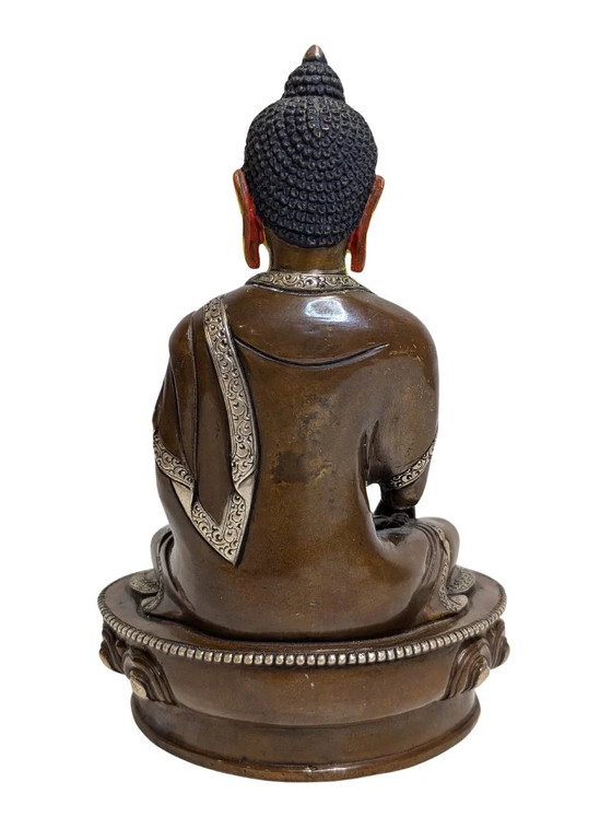 Tibetischer Bronze Medizin Buddha Bhaisajyaguru – Bildhauerei, Copper (photo 4 of 11)