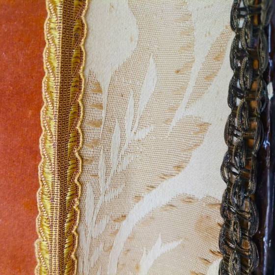 Image 1 of Large Portuguese Carved Wood Half Shade Buffet Table Lamp