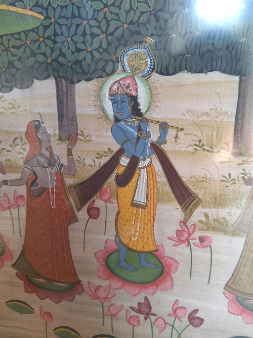 Large Indian Picchu painting on fabric – schilderijen tekeningen, Textile (photo 2 of 5)